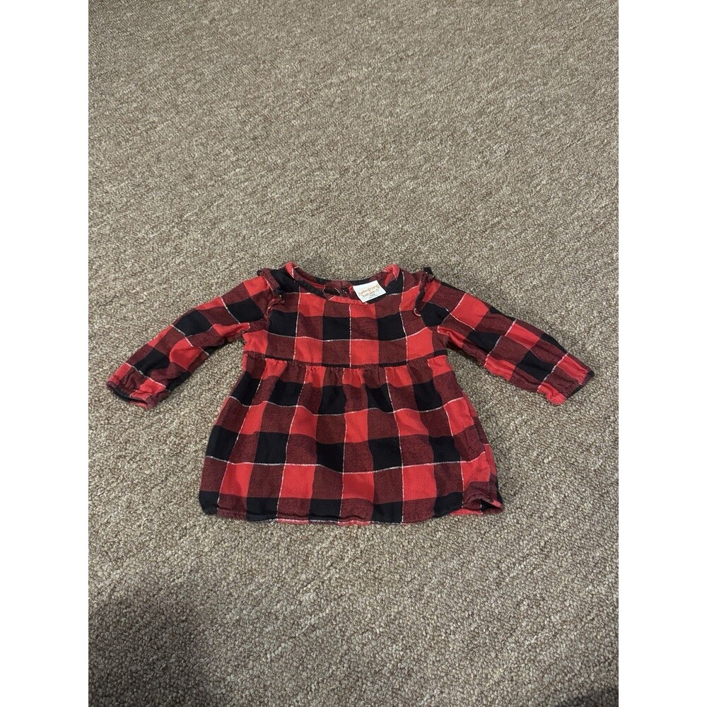 Red Plaid Long Sleeve Baby Top Size 12 Month Jumping Beans Girls Winter Holiday